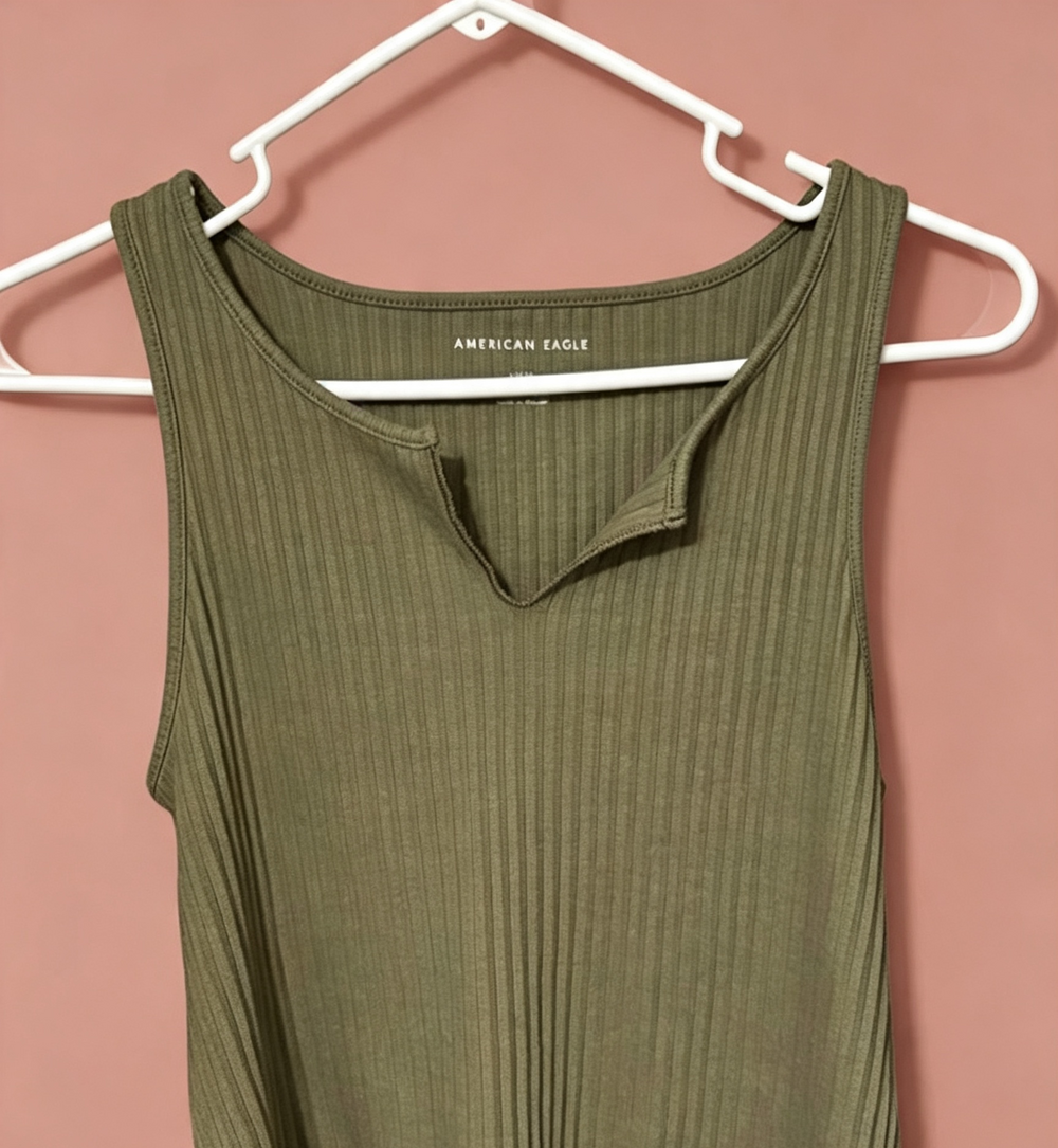 American Eagle Outfitters Olive Ribbed Tank Top